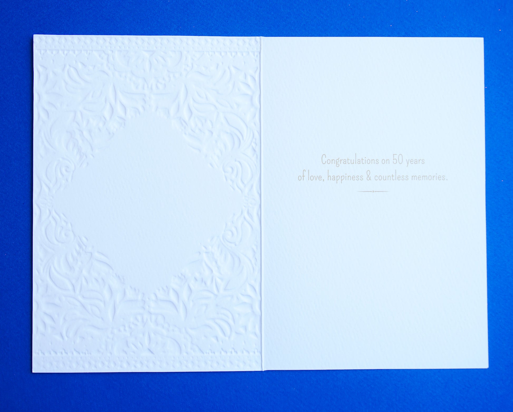 50 Years Golden Filigree Frame Anniversary Card - Cardmore