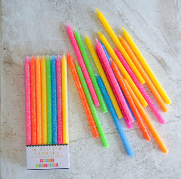 Neon Tall Glitter 16 Candle Set Party Partners - Cardmore