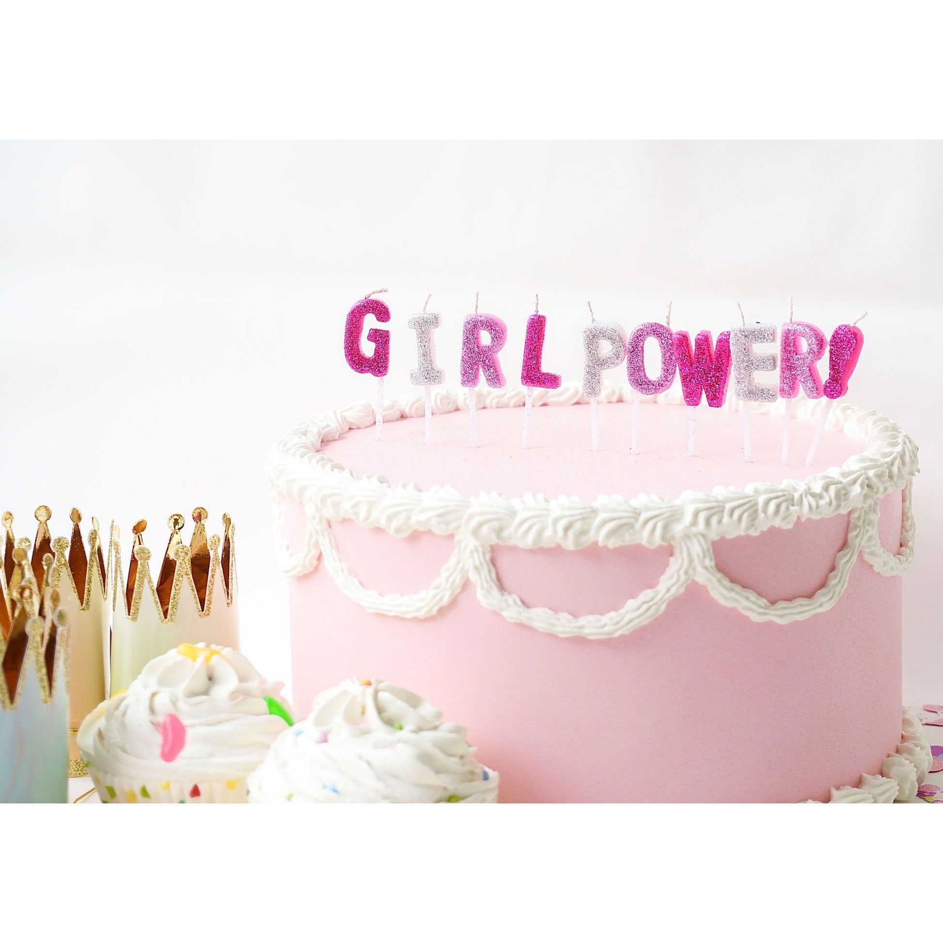 Girl Power Letter Glitter Candle Set Party Partners - Cardmore