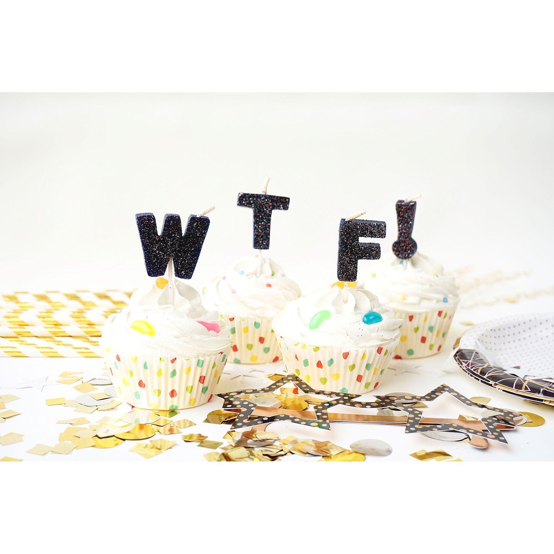 WTF! Glitter Letter Candle Set Party Partners - Cardmore