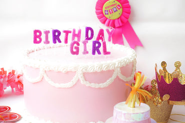 Set of Party Partners candles featuring a girl-themed design, perfect for birthday celebrations or decorative occasions.