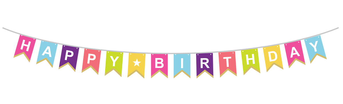 Colorful B/D Dayglo banner garland by Party Partners with vibrant, eye-catching decorations for birthday celebrations.