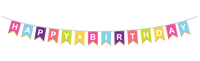Colorful B/D Dayglo banner garland by Party Partners with vibrant, eye-catching decorations for birthday celebrations.