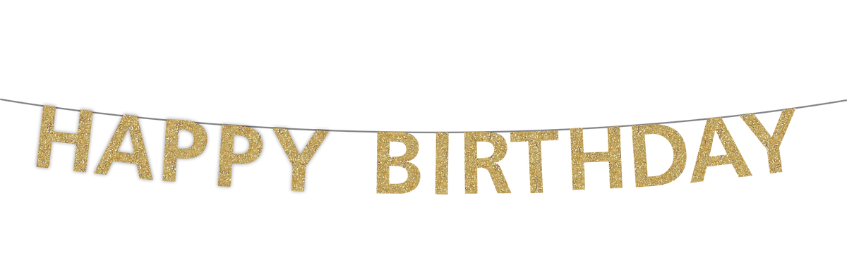 Colorful birthday banner with "Happy Birthday" message from Party Partners, featuring cheerful design and festive lettering.