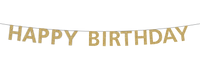 Colorful birthday banner with "Happy Birthday" message from Party Partners, featuring cheerful design and festive lettering.