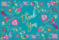 Turquoise thank you card featuring a floral wreath design, from Pictura's everyday card collection.
