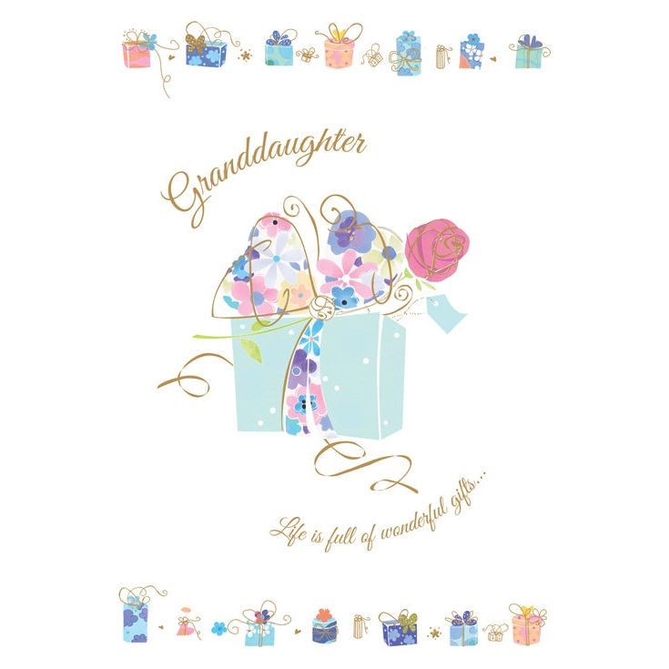 Floral ribboned birthday card for granddaughter from Pictura, featuring colorful flowers and elegant design for special occasions.