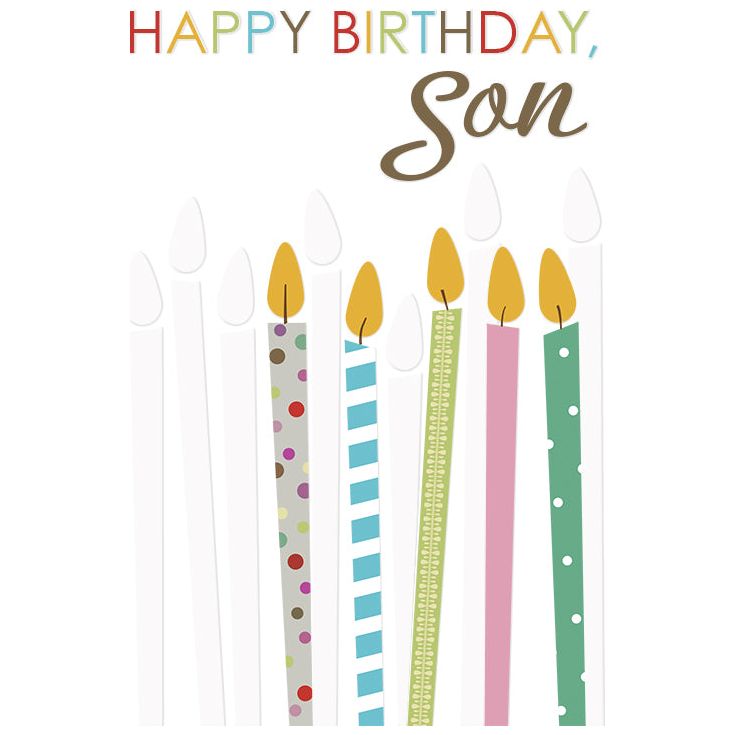 Pictura birthday card for son featuring candles, part of the everyday cards collection, with cheerful design and celebratory message.