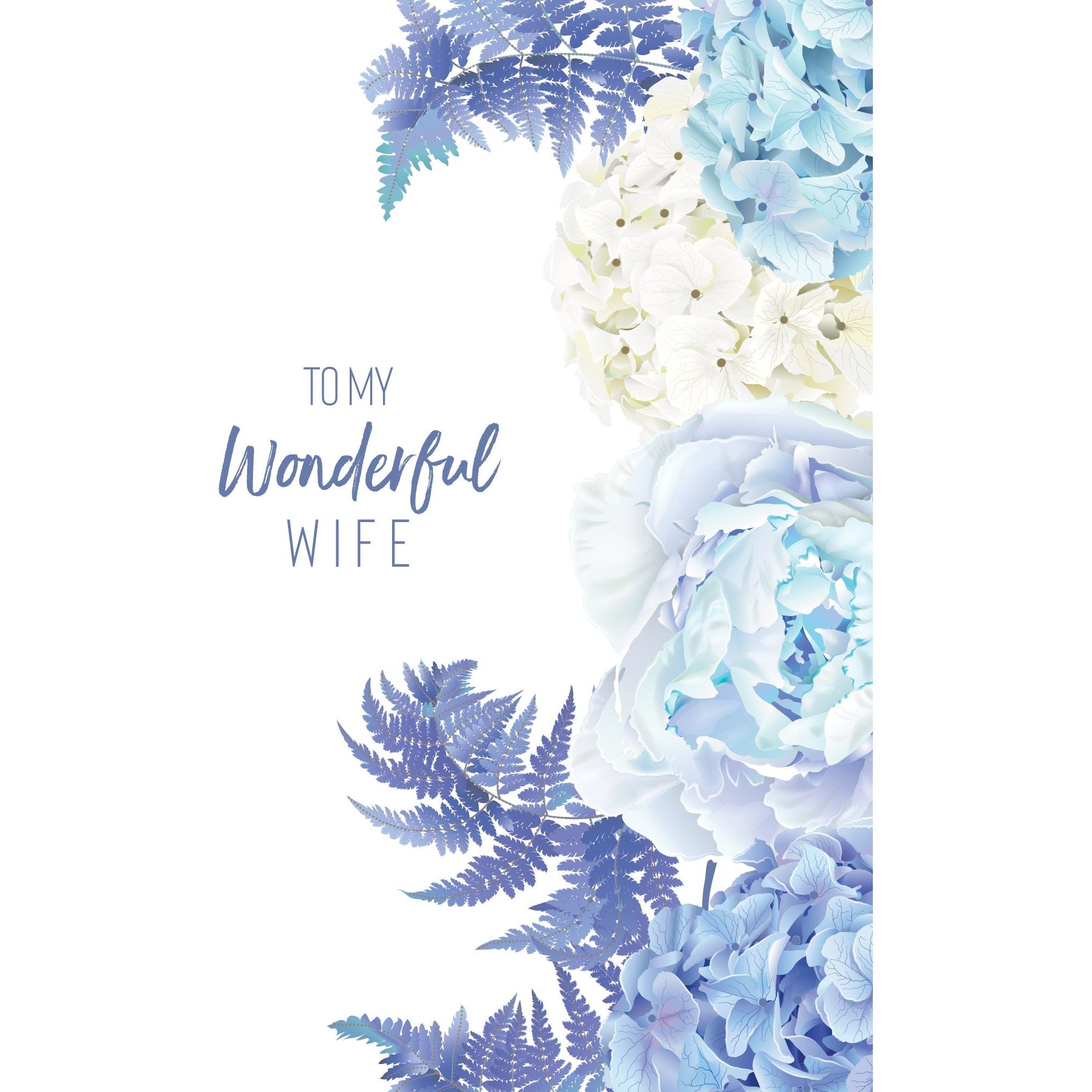 Purple peonies and hydrangeas birthday card for wife by Pictura, featuring elegant floral design on everyday card.