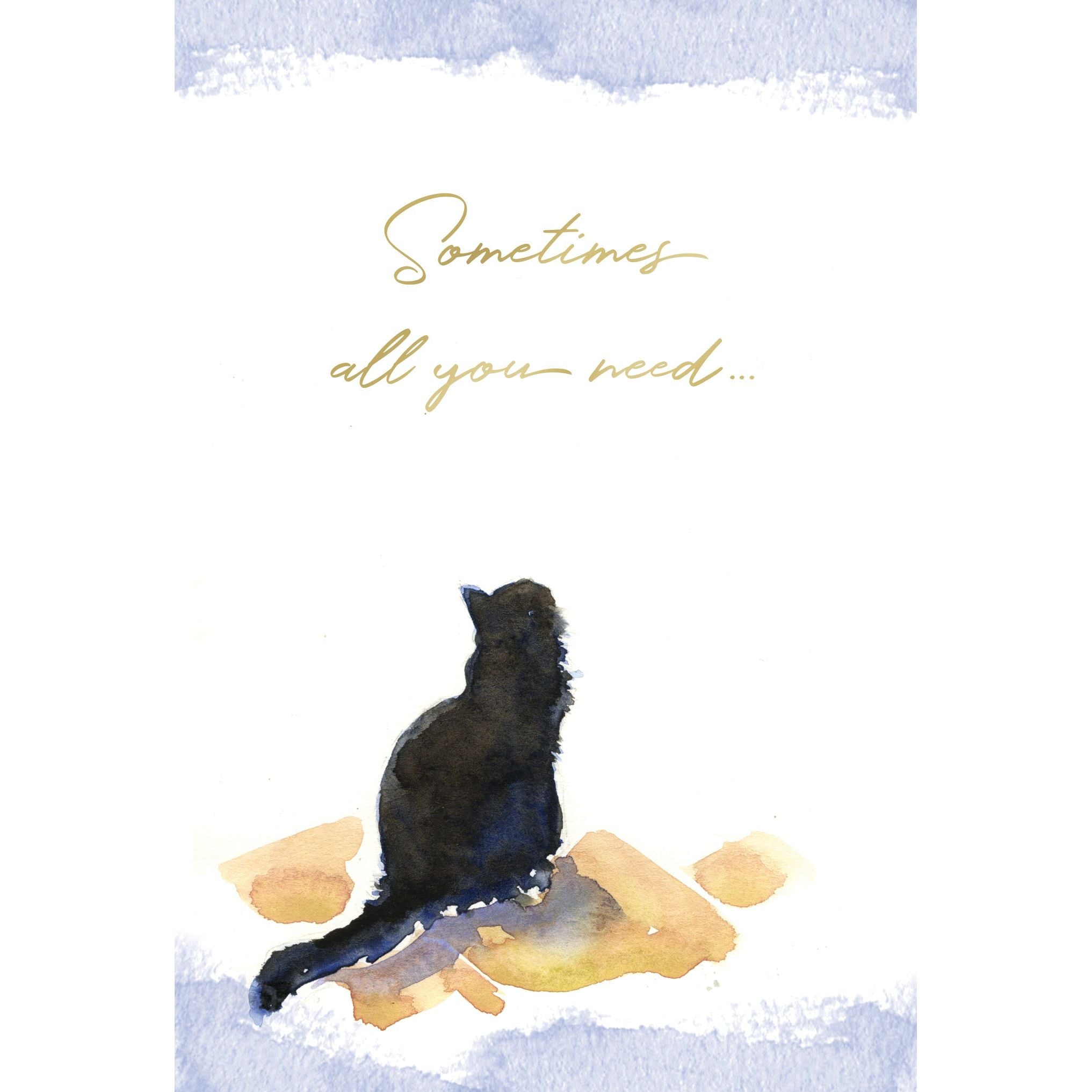 Black Cat Caring Thoughts Friend Card from Pictura, a comforting everyday card with a black cat design for friends and caring messages.