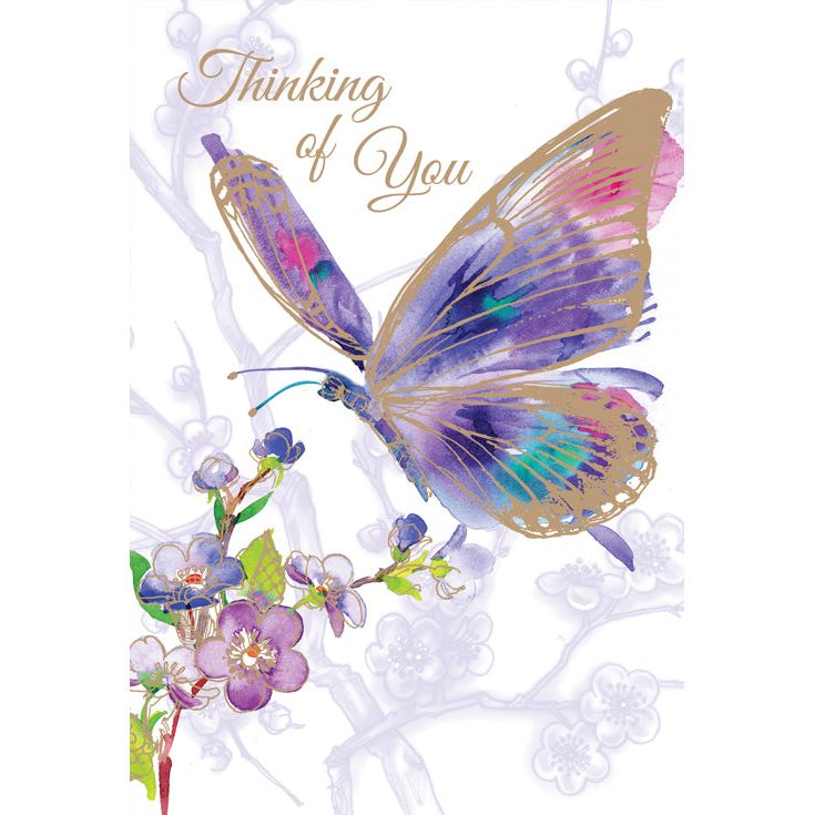 Pictura Butterfly Thinking Of You Card from Everyday Cards collection featuring a butterfly design and heartfelt message.
