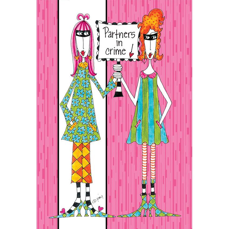 Pictura Partners In Crime friendship card featuring a playful illustration of two characters, ideal for everyday greeting cards.