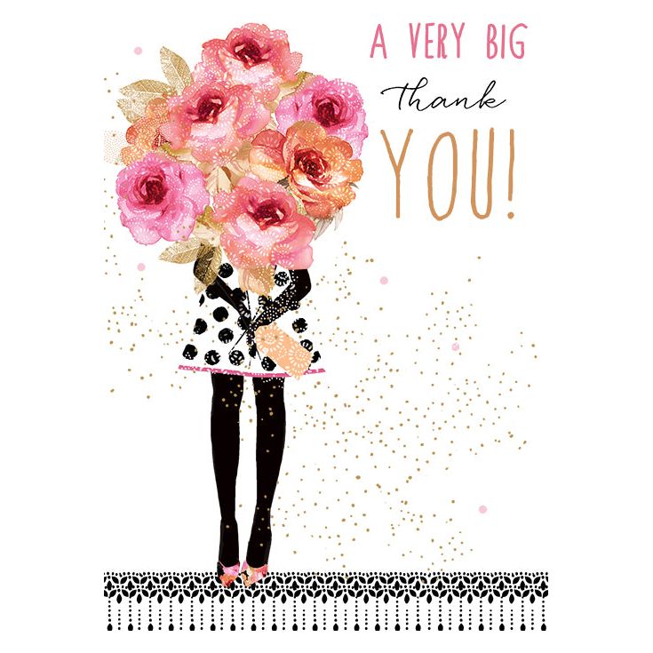 Girl with roses thank you card by Sara Miller from Pictura, featuring an elegant floral design on an everyday card.