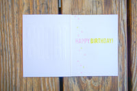 Vintage 1970s From Me To You birthday card by Pictura showing colorful floral design and handwritten message.