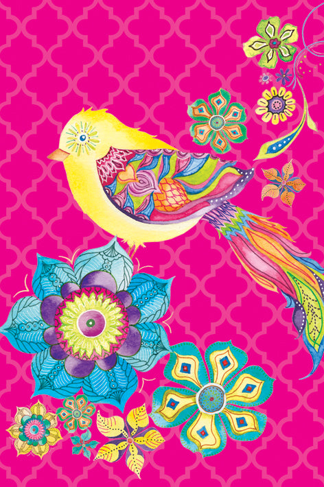 Pictura Bird & Flowers Jane Smart Cloth displaying colorful bird and floral patterns on soft fabric.
