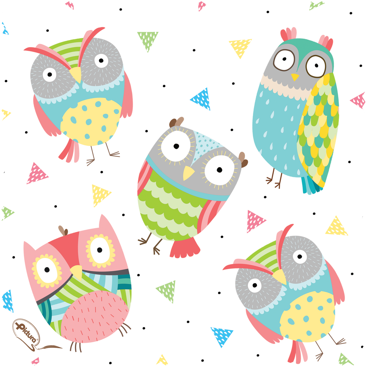 Pictura Owls Smart Cloth showing a stylish, patterned fabric designed for smart cloths with intricate owl motifs.